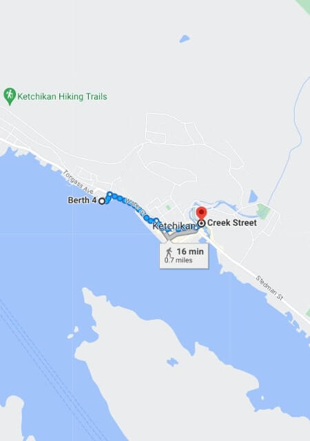 ward cove shuttle in downtown ketchikan. berth 4 map