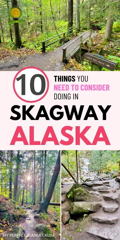 skagway alaska things to do: hiking to lower reid falls near gold rush cemetery