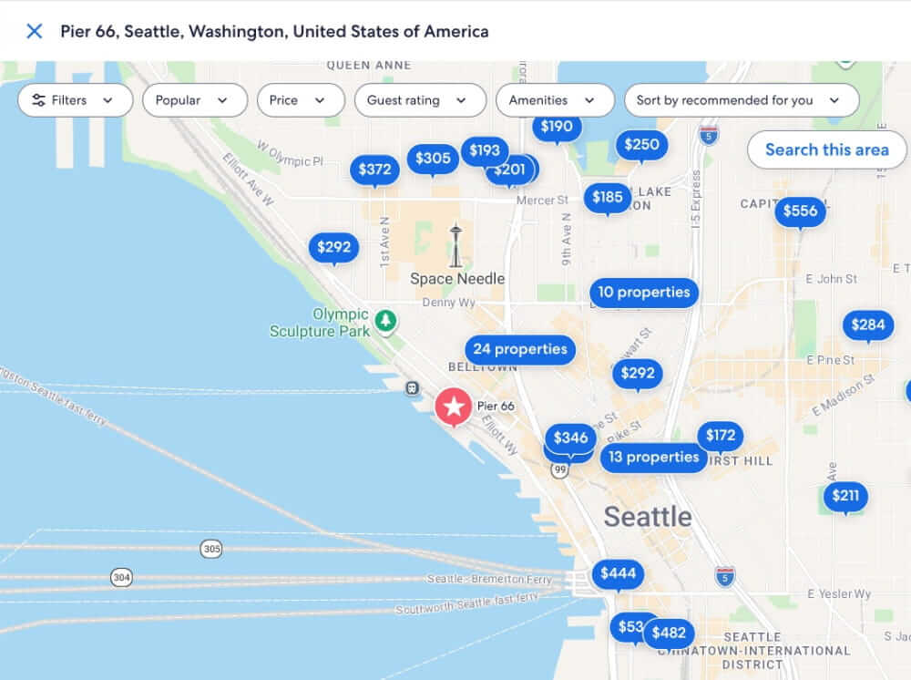 cruise seattle hotel map