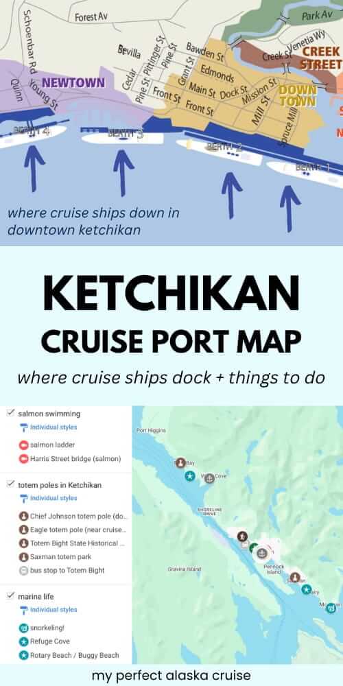 ketchikan cruise port map. alaska cruise ships