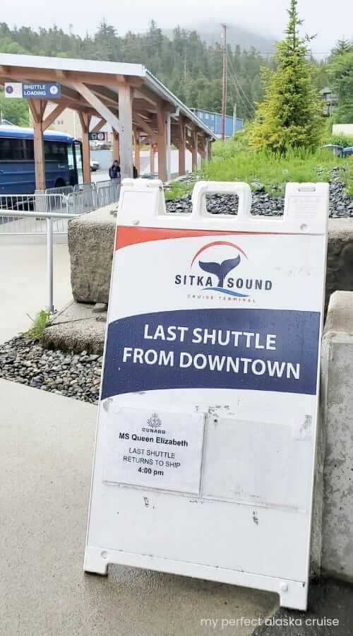 last shuttle from downtown sitka back to cruise ship