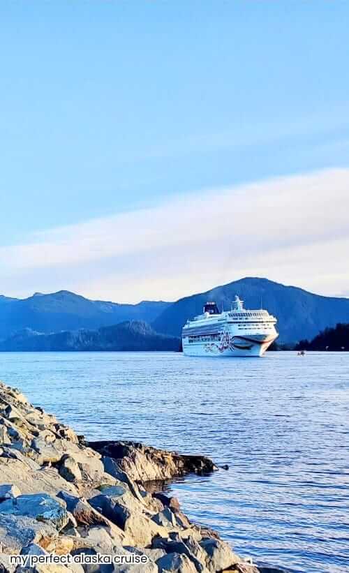 ncl cruise ship anchored in alaska for tender port