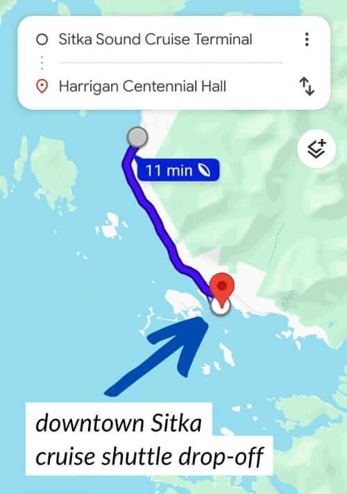 sitka cruise port map. sitka cruise port shuttle to downtown at harrigan centennial hall