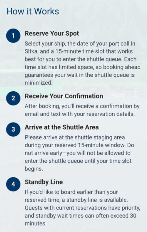 sitka cruise shuttle reservation